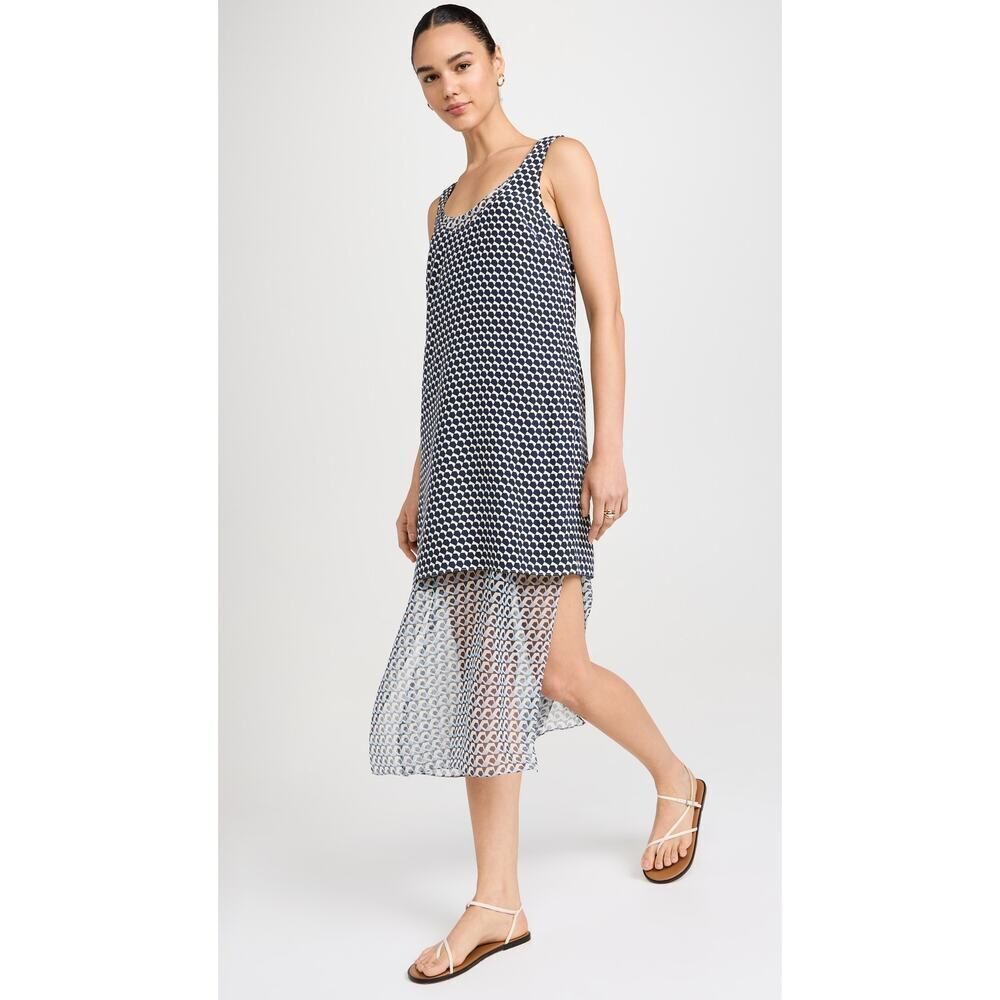 La Ligne silk Claudette Dress in Mavy/Ivory Muiti Small - Picture 2 of 10
